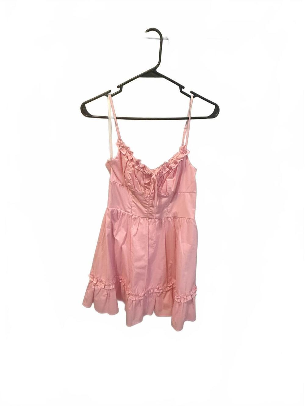 Pink Ruffle Trim Spaghetti Strap Dress Size 3/4